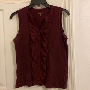 Loft Ruffled Plum Top